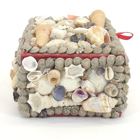 Vtg Seashell Jewelry Trinket Box Chest Sailor Valentine Nautical Handmade 6.5” - Picture 4 of 14